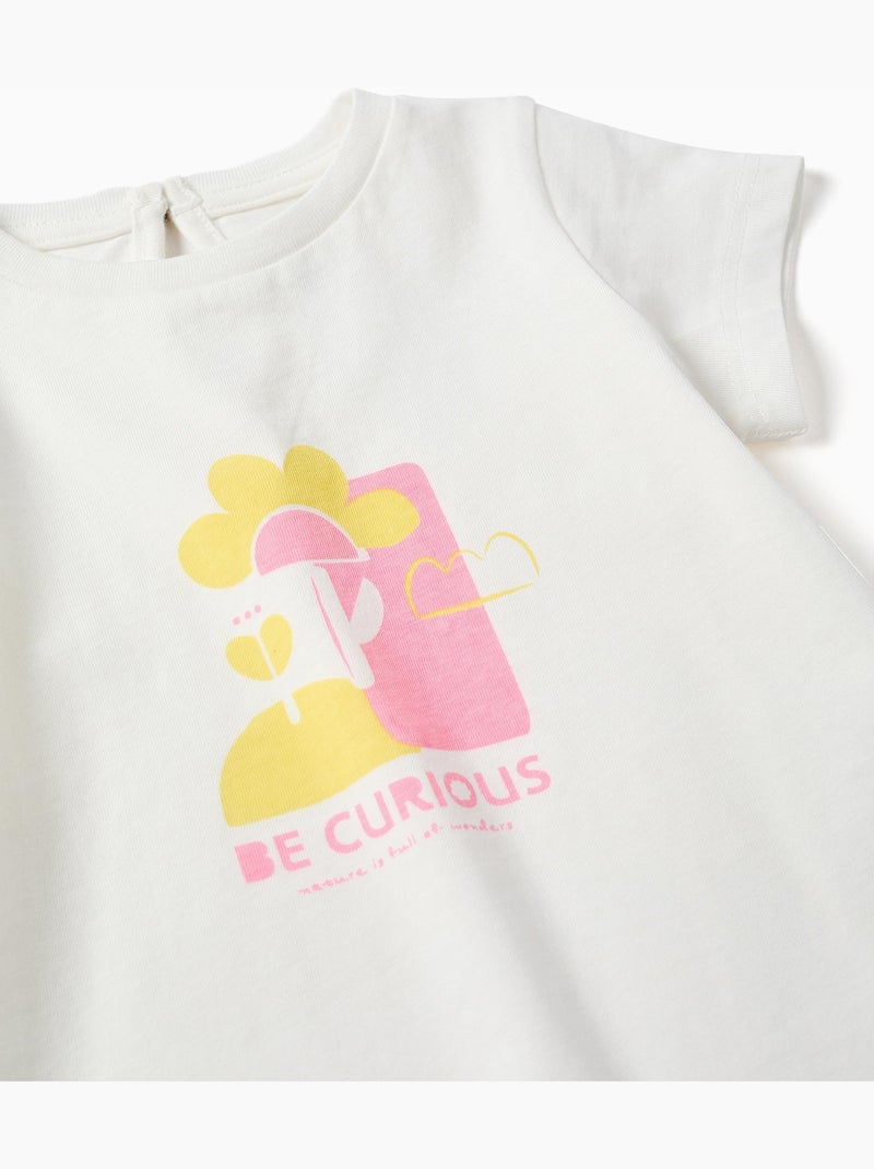 T-shirt in cotone con stampa be curious Bianco - Kiabi