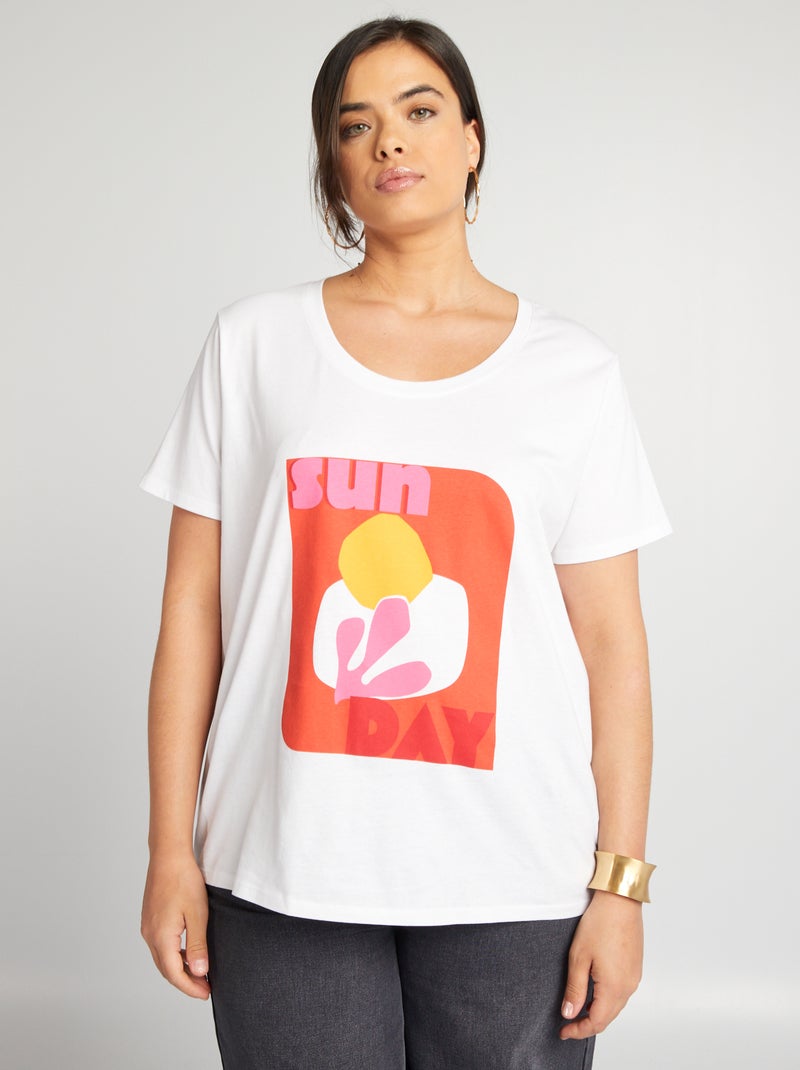 T-shirt in cotone con stampa BIANCO - Kiabi