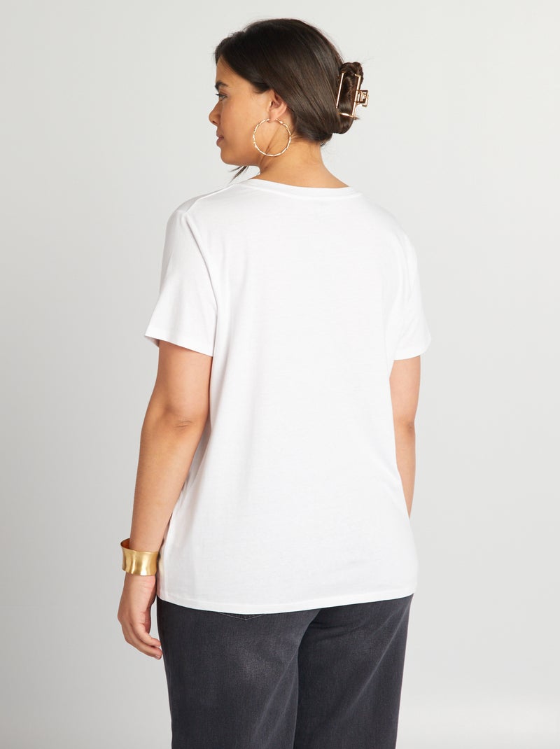 T-shirt in cotone con stampa BIANCO - Kiabi