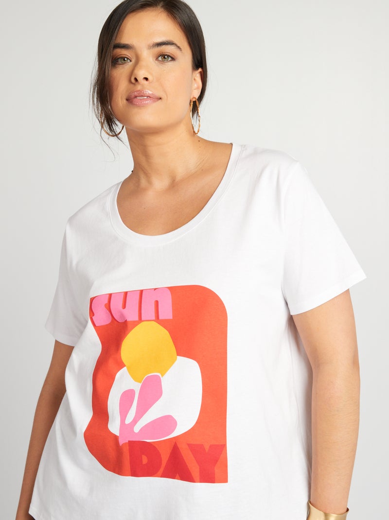 T-shirt in cotone con stampa BIANCO - Kiabi