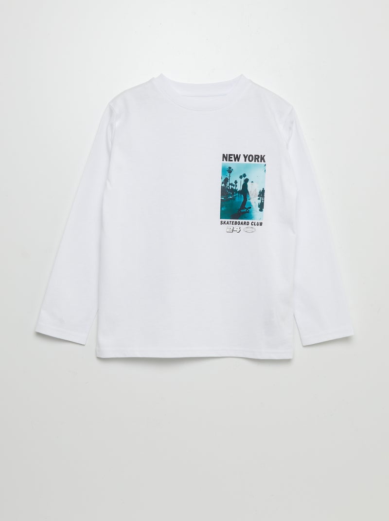 T-shirt in cotone con stampa bianco - Kiabi