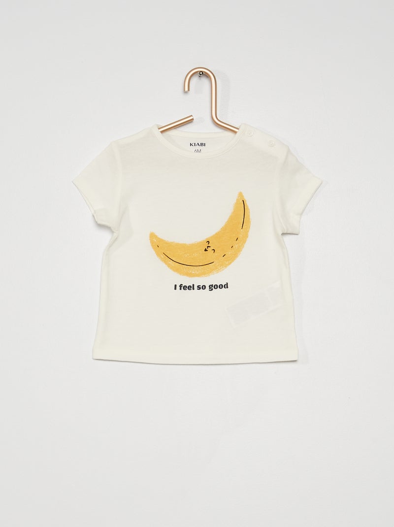 T-shirt in cotone con stampa BIANCO - Kiabi