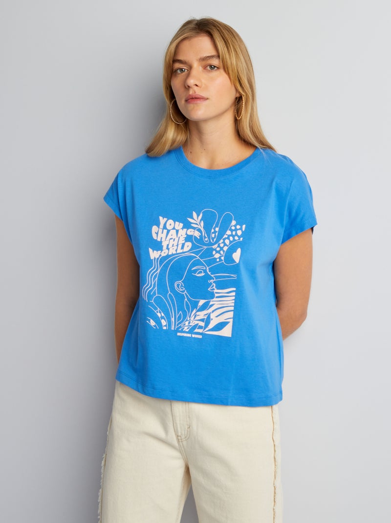 T-shirt in cotone con stampa BLU - Kiabi