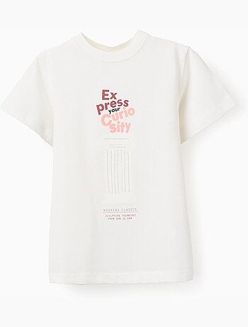T-shirt in cotone con stampa frontale sculpture