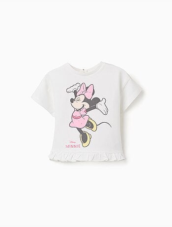 T-shirt in cotone con stampa di Minnie e volant