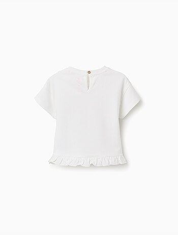 T-shirt in cotone con stampa di Minnie e volant