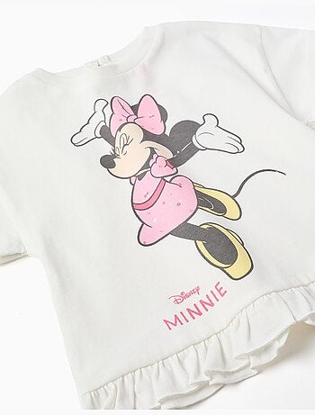 T-shirt in cotone con stampa di Minnie e volant