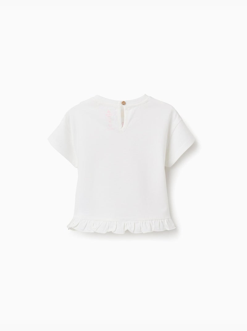 T-shirt in cotone con stampa di Minnie e volant Bianco - Kiabi