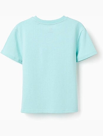 T-shirt in cotone con stampa e applicazione all'uncinetto