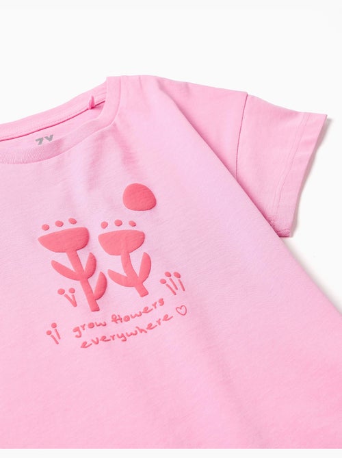 T-shirt in cotone con stampa floreale in rilievo - Kiabi