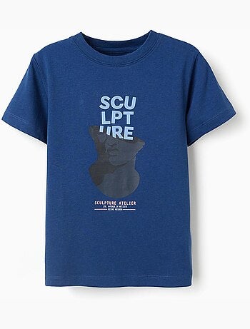 T-shirt in cotone con stampa frontale sculpture