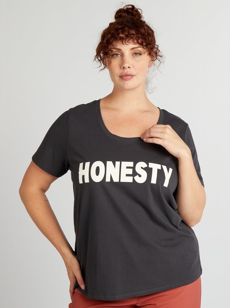 T-shirt in cotone con stampa NERO - Kiabi
