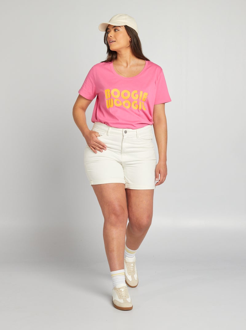 T-shirt in cotone con stampa ROSA - Kiabi