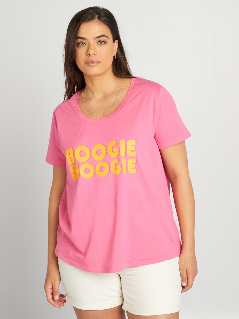 T-shirt in cotone con stampa ROSA - Kiabi