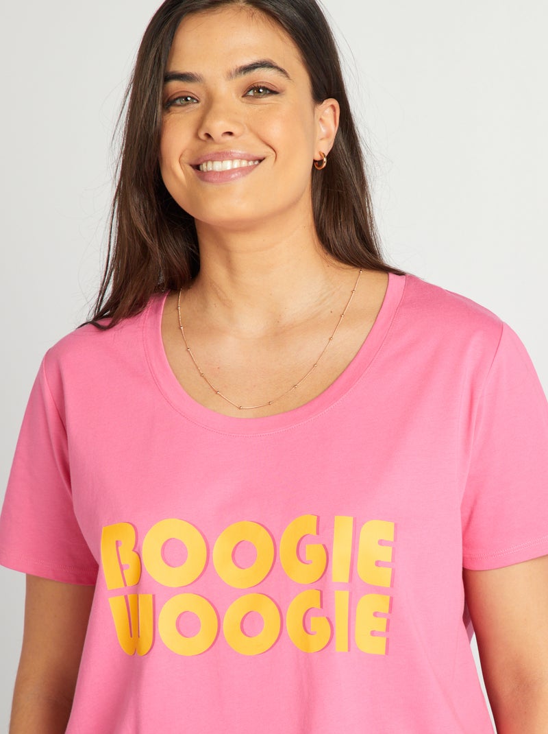 T-shirt in cotone con stampa ROSA - Kiabi