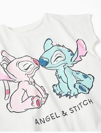 T-shirt in cotone con stampa stitch e angel