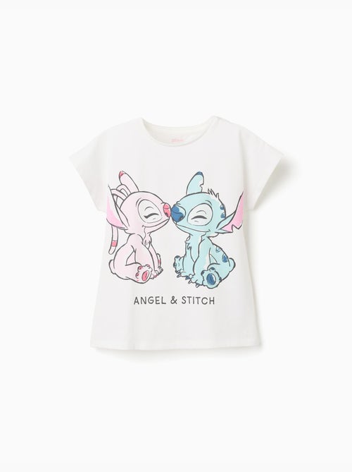 T-shirt in cotone con stampa stitch e angel - Kiabi