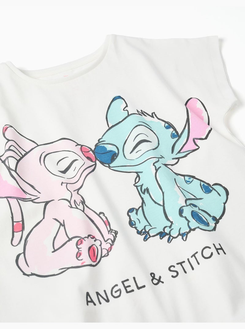 T-shirt in cotone con stampa stitch e angel Bianco - Kiabi