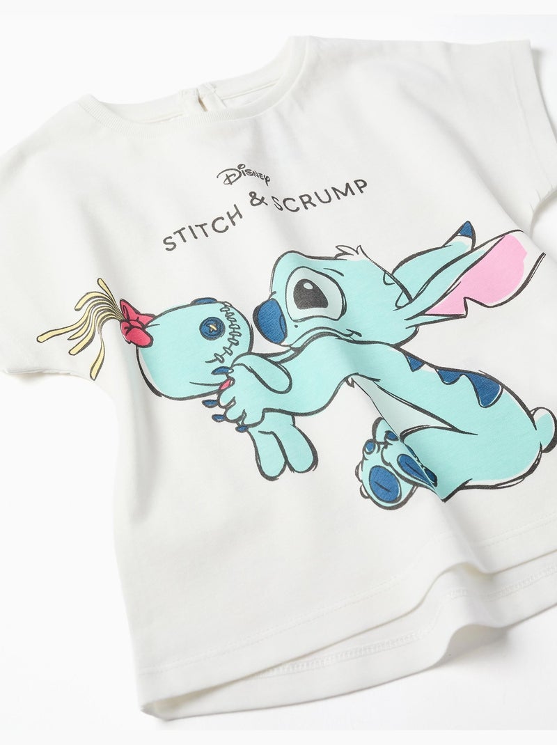 T-shirt in cotone con stampa Stitch e Scrump Bianco - Kiabi