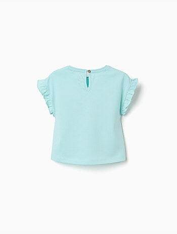 T-shirt in cotone con stampa Stitch e volant