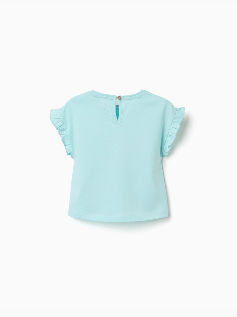 T-shirt in cotone con stampa Stitch e volant Blu chiaro - Kiabi