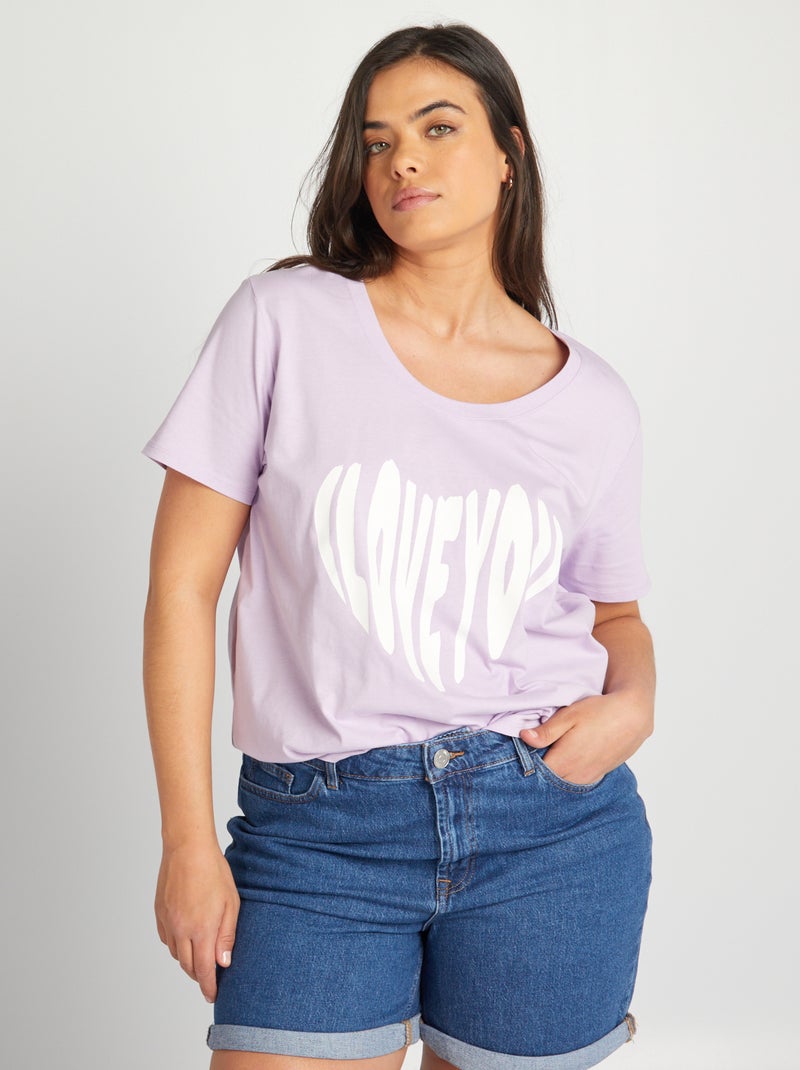T-shirt in cotone con stampa - VIOLA - Taglie forti - Donna - 8.00€ - Kiabi