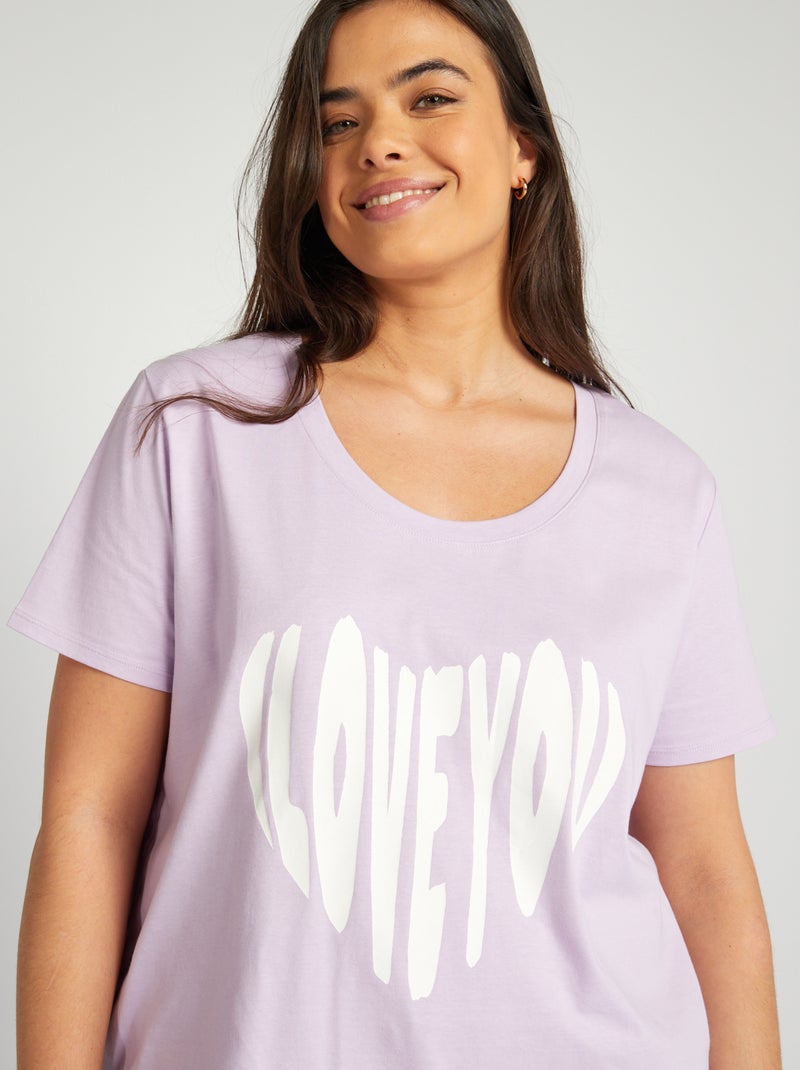 T-shirt in cotone con stampa - VIOLA - Kiabi - 5.60€