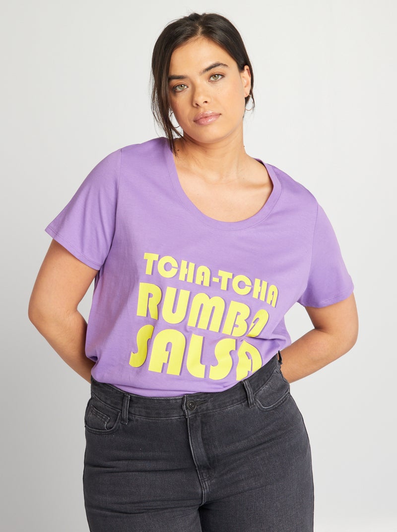 T-shirt in cotone con stampa - VIOLA - Taglie forti - Donna - 8.00€ - Kiabi
