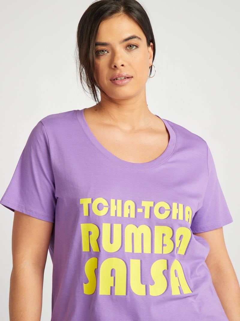 T-shirt in cotone con stampa - VIOLA - Taglie forti - Donna - 8.00€ - Kiabi