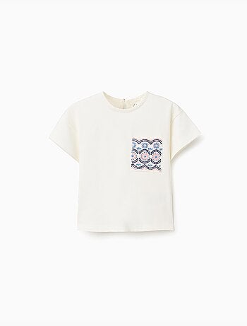 T-shirt in cotone con tasca ricamata