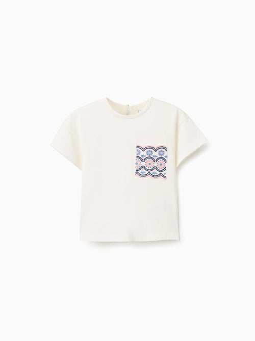 T-shirt in cotone con tasca ricamata - Kiabi