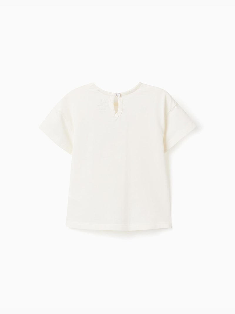 T-shirt in cotone con tasca ricamata Beige chiaro - Kiabi