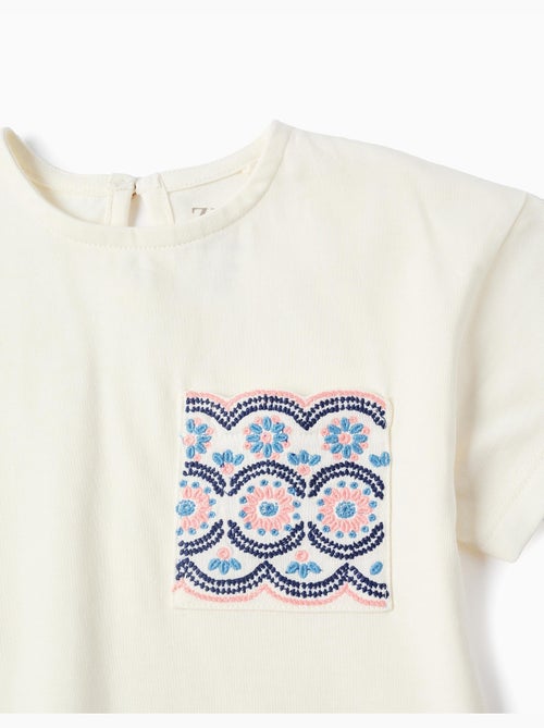 T-shirt in cotone con tasca ricamata - Kiabi