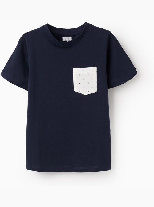 T-shirt in cotone con taschino stampato sul petto - Kiabi