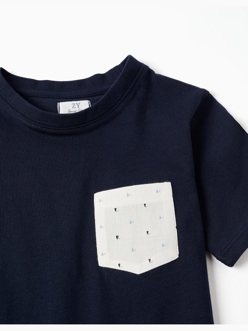 T-shirt in cotone con taschino stampato sul petto - Kiabi