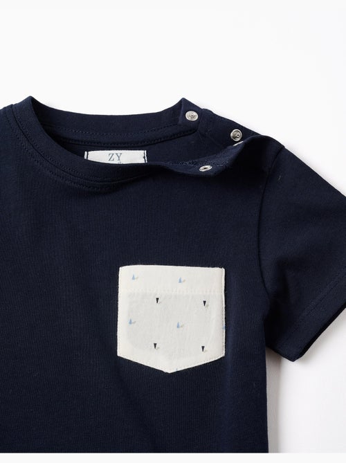 T-shirt in cotone con taschino stampato sul petto - Kiabi