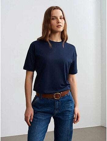 T-shirt in cotone da donna con girocollo dilvin