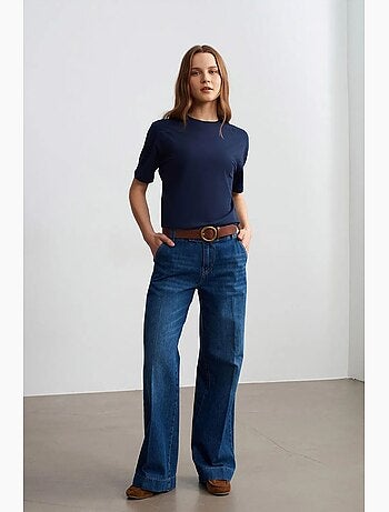 T-shirt in cotone da donna con girocollo dilvin