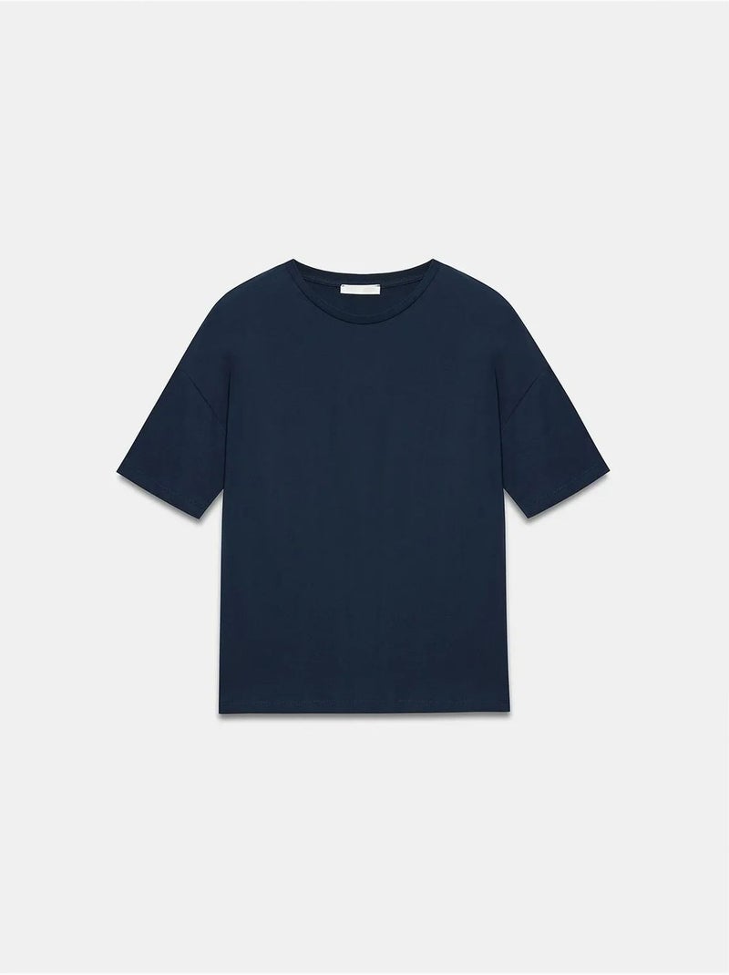 T-shirt in cotone da donna con girocollo dilvin Blu marino - Kiabi
