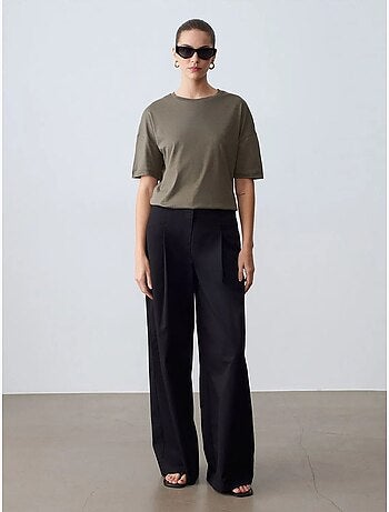 T-shirt in cotone da donna con girocollo dilvin