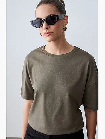 T-shirt in cotone da donna con girocollo dilvin