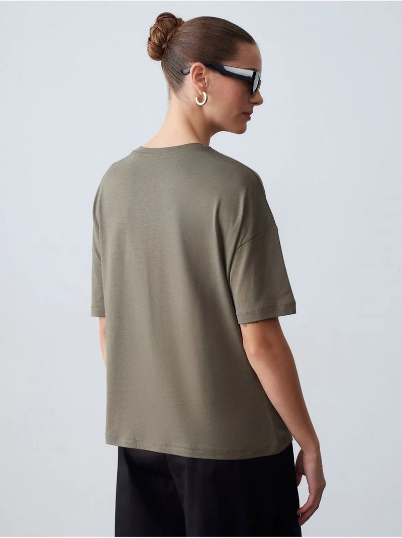 T-shirt in cotone da donna con girocollo dilvin Cachi - Kiabi