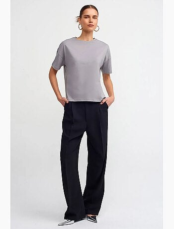 T-shirt in cotone da donna con girocollo dilvin