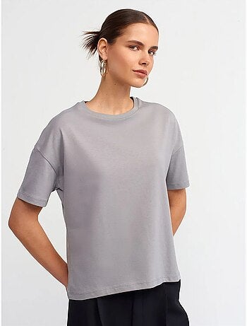 T-shirt in cotone da donna con girocollo dilvin