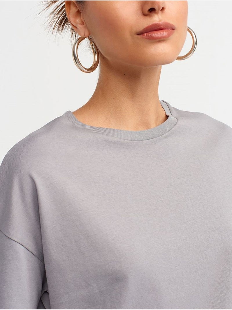 T-shirt in cotone da donna con girocollo dilvin Grigio chiaro - Kiabi