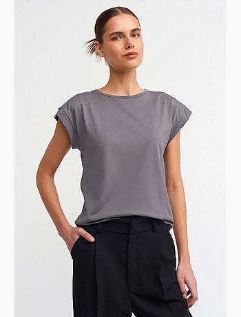 T-shirt in cotone da donna con girocollo dilvin