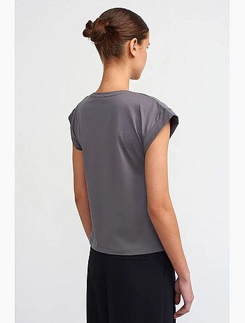 T-shirt in cotone da donna con girocollo dilvin