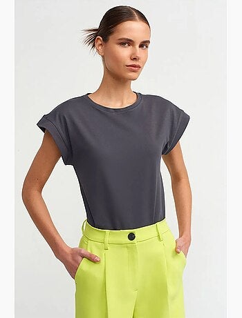 T-shirt in cotone da donna con girocollo dilvin