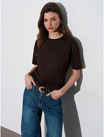 T-shirt in cotone da donna con girocollo dilvin