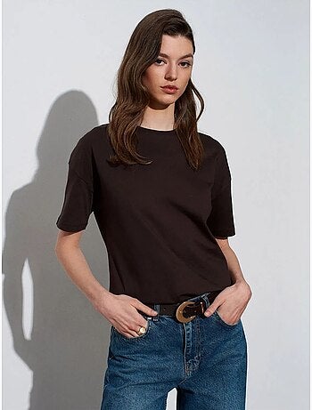 T-shirt in cotone da donna con girocollo dilvin